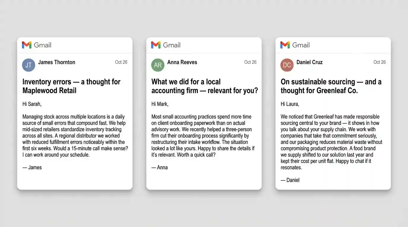 website to cold email template